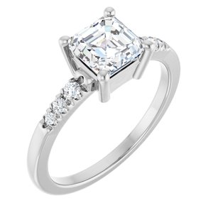 Continuum Sterling Silver 6x6 mm Asscher Ring Mounting
