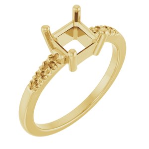14K Yellow Gold 6x6 mm Asscher Ring Mounting – image 2