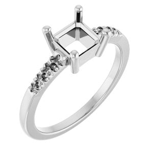 Platinum 6x6 mm Asscher Ring Mounting – image 2