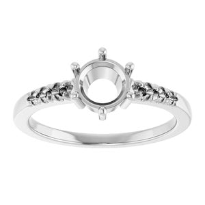 10K White Gold 6 mm Round Ring Mounting – image 6