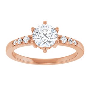 14K Rose Gold 6 mm Round 1/10 CTW Lab-Grown Diamond Semi-Set Ring – image 5