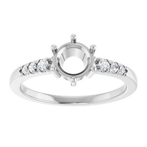 14K White Gold 6 mm Round 1/8 CTW Natural Diamond Semi-Set Ring – image 6