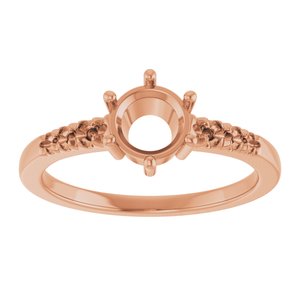 14K Rose Gold 6 mm Round Ring Mounting – image 6