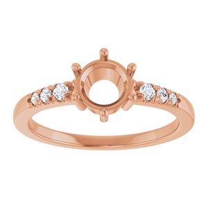 14K Rose Gold 6 mm Round 1/10 CTW Lab-Grown Diamond Semi-Set Ring – image 6