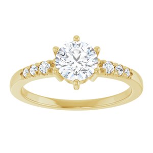 14K Yellow Gold 6 mm Round 1/8 CTW Natural Diamond Semi-Set Ring – image 5