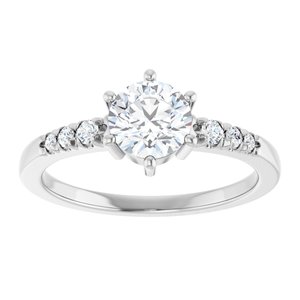 10K White Gold 6 mm Round Ring Mounting – image 5