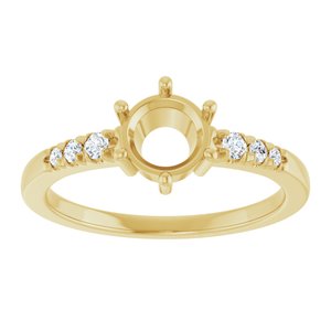14K Yellow Gold 6 mm Round 1/10 CTW Lab-Grown Diamond Semi-Set Ring – image 6