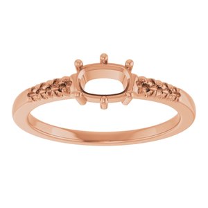 18K Rose Gold 6x4 mm Elongated Cushion Ring Mounting – image 6