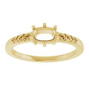 14K Yellow Gold 6x4 mm Elongated Cushion Ring Mounting – image 6