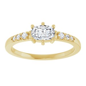 18K Yellow Gold 6x4 mm Elongated Cushion Ring Mounting – image 5