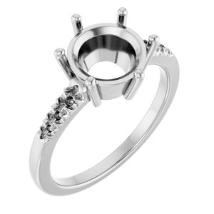 10K White Gold 8.8 mm Round Ring Mounting – image 2