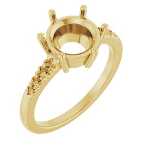 14K Yellow Gold 8.8 mm Round Ring Mounting – image 2