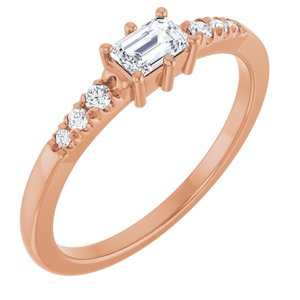 10K Rose Gold 4.5x3 mm Emerald Ring Mounting