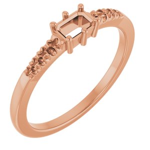 18K Rose Gold 4.5x3 mm Emerald Ring Mounting – image 2