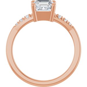 18K Rose Gold 6x6 mm Asscher Ring Mounting – image 3