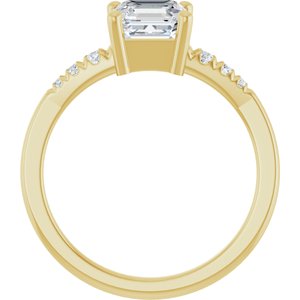 14K Yellow Gold 6x6 mm Asscher Ring Mounting – image 3