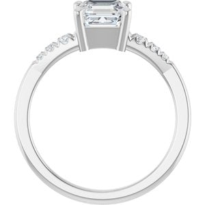 18K White Gold 6x6 mm Asscher Ring Mounting – image 3