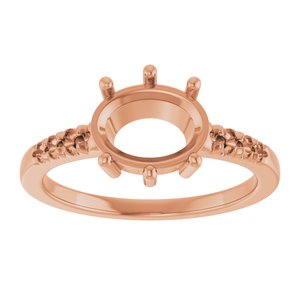 14K Rose Gold 9x7 mm Oval Ring Mounting – image 6