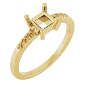 14K Yellow Gold 5x5 mm Square Ring Mounting – image 2