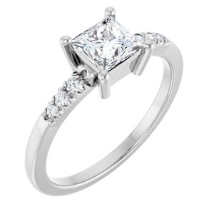 18K White Gold 5x5 mm Square Ring Mounting