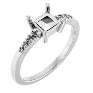 Continuum Sterling Silver 5x5 mm Square Ring Mounting – image 2