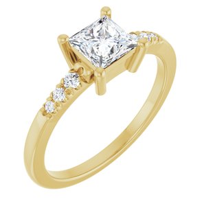10K Yellow Gold 5x5 mm Square Ring Mounting