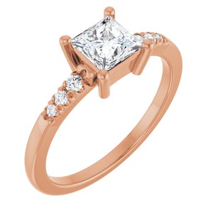 10K Rose Gold 5x5 mm Square Ring Mounting