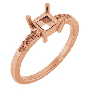 18K Rose Gold 5x5 mm Square Ring Mounting – image 2