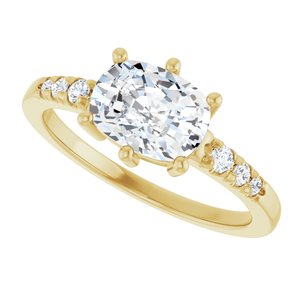 14K Yellow Gold 8x6 mm Elongated Cushion Ring Mounting – image 8