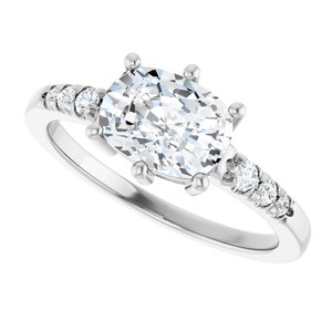 14K White Gold 8x6 mm Elongated Cushion Ring Mounting – image 8