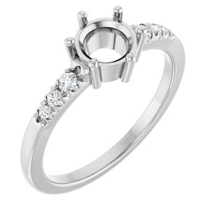 Platinum 6 mm Round 1/8 CTW Natural Diamond Semi-Set Ring – image 2