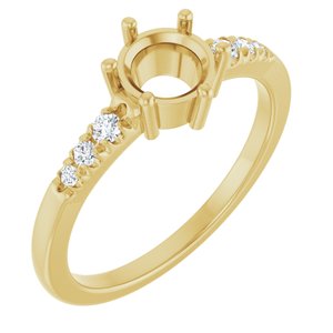 14K Yellow Gold 6 mm Round 1/8 CTW Natural Diamond Semi-Set Ring – image 2