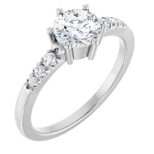 18K White Gold 6 mm Round Ring Mounting