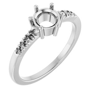 14K X1 White Gold 6 mm Round Ring Mounting – image 2