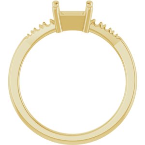 18K Yellow Gold 5x5 mm Square Ring Mounting – image 4