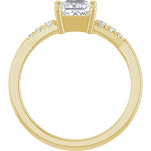 14K Yellow Gold 5x5 mm Square Ring Mounting – image 3