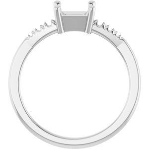18K White Gold 5x5 mm Square Ring Mounting – image 4