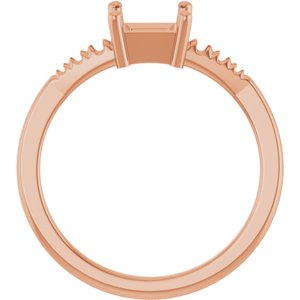 18K Rose Gold 5x5 mm Square Ring Mounting – image 4