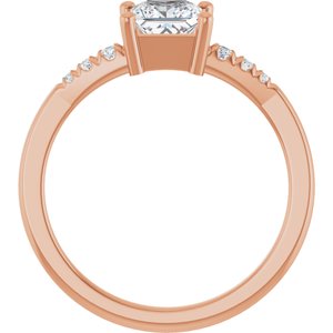 18K Rose Gold 5x5 mm Square Ring Mounting – image 3