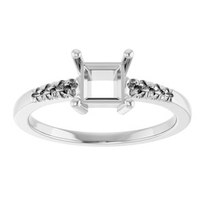 14K X1 White Gold 5x5 mm Square Ring Mounting – image 6