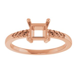 18K Rose Gold 5x5 mm Square Ring Mounting – image 6
