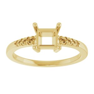 18K Yellow Gold 5x5 mm Square Ring Mounting – image 6