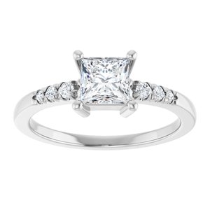 18K White Gold 5x5 mm Square Ring Mounting – image 5