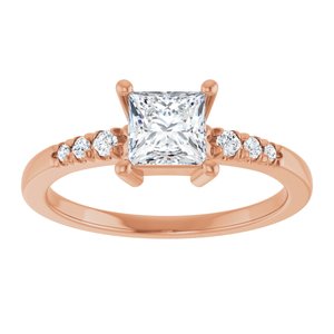 18K Rose Gold 5x5 mm Square Ring Mounting – image 5