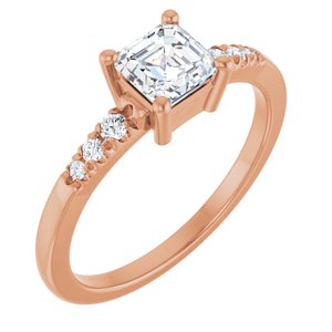 10K Rose Gold 5x5 mm Asscher Ring Mounting