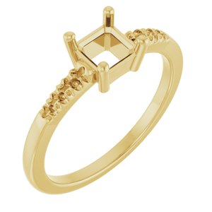 14K Yellow Gold 5x5 mm Asscher Ring Mounting – image 2