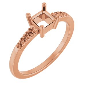 14K Rose Gold 5x5 mm Asscher Ring Mounting – image 2