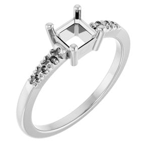 Sterling Silver 5x5 mm Asscher Ring Mounting – image 2