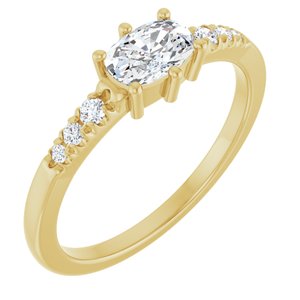 14K Yellow Gold 6x4 mm Elongated Cushion Ring Mounting