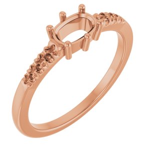 18K Rose Gold 6x4 mm Elongated Cushion Ring Mounting – image 2